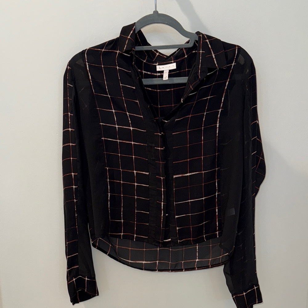 Leith Black Grid Button Down Shirt